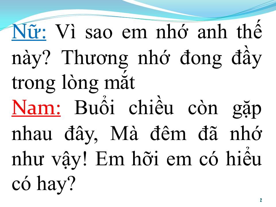 Lời bài hát LẠI NHỚ NGƯỜI YÊU (SONG CA)