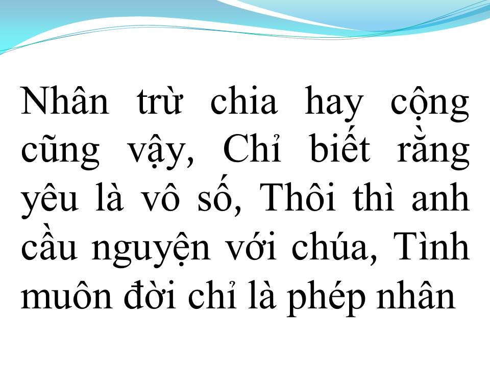 Lời bài hát CỘNG TRỪ NHÂN CHIA