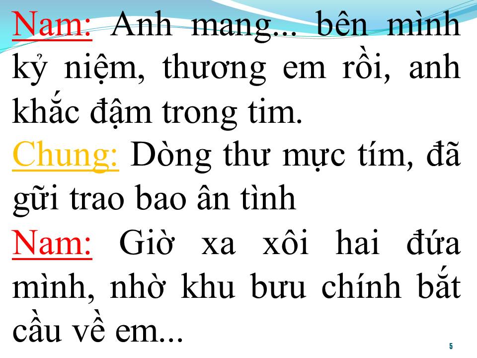Lời bài hát DÒNG THƯ MỰC TÍM (SONG CA)