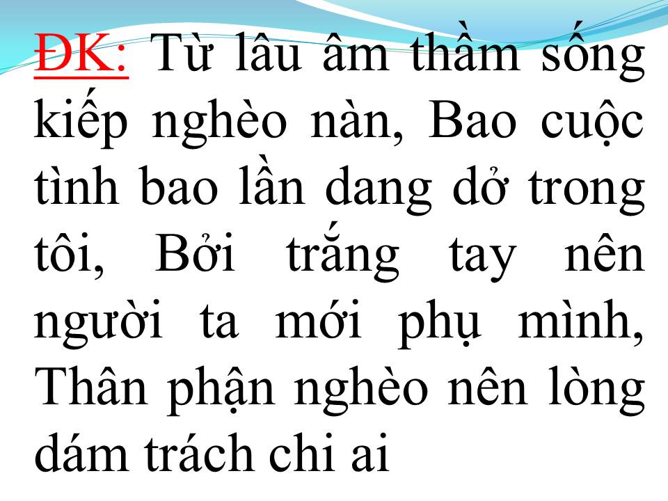 Lời bài hát THÂN PHẬN NGHÈO