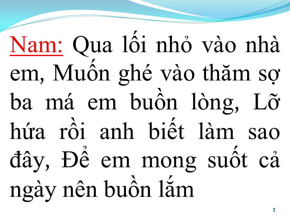 Lời bài hát NÓI VỚI NGƯỜI TÌNH (SONG CA)