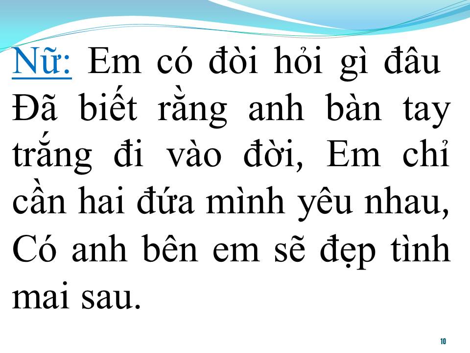 Lời bài hát NÓI VỚI NGƯỜI TÌNH (SONG CA)