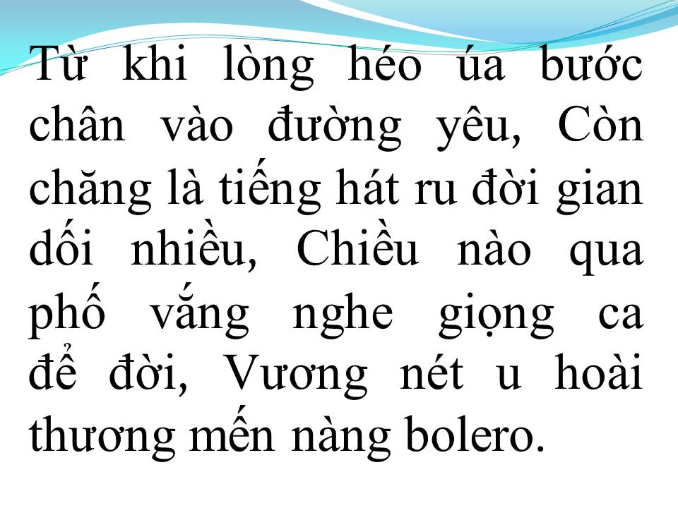 Lời bài hát TÌNH NÀNG BOLERO