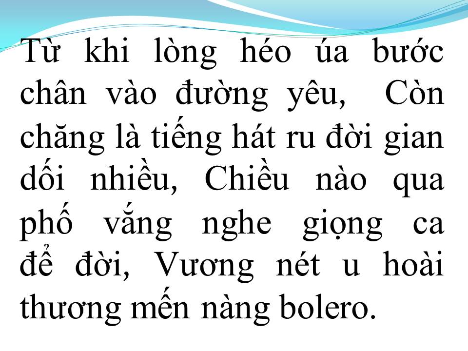 Lời bài hát TÌNH NÀNG BOLERO