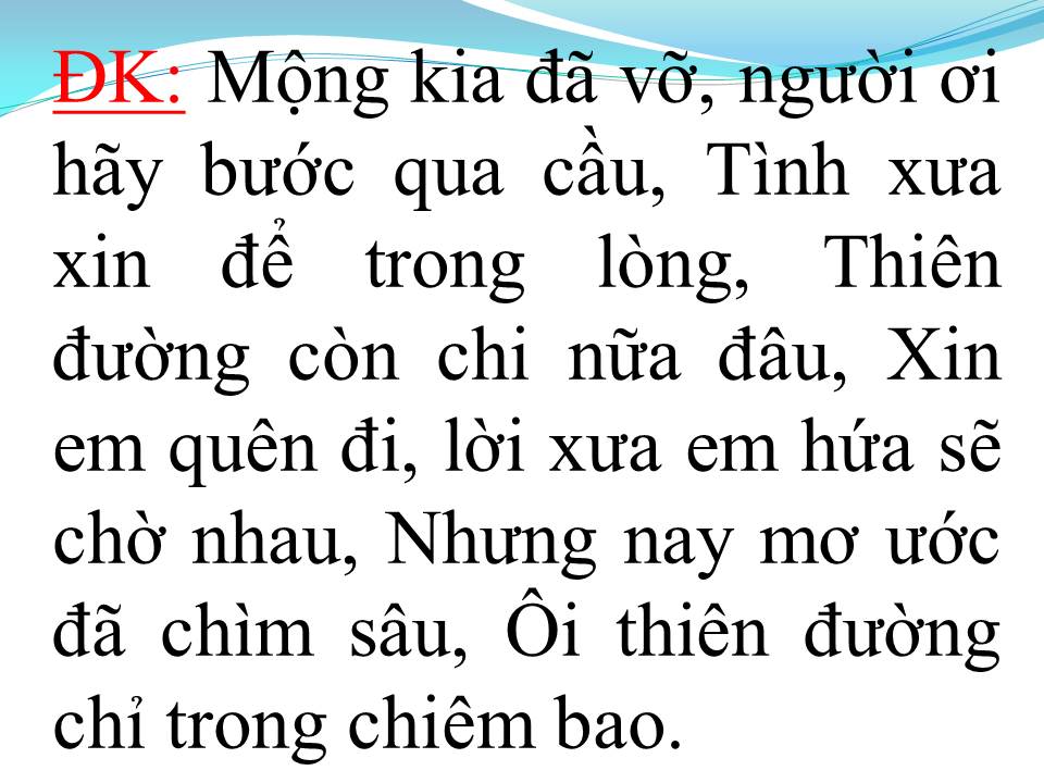 Lời bài hát MỘNG VỠ