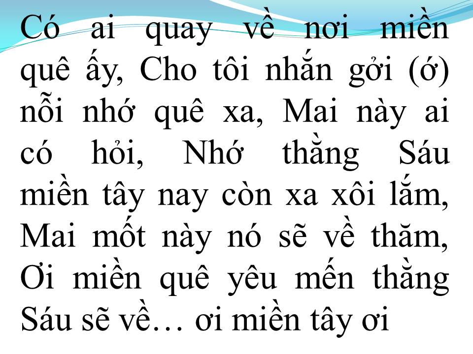 Lời bài hát NGƯỜI MIỀN TÂY