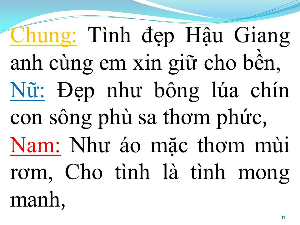 Lời bài hát TÌNH ĐẸP HẬU GIANG (SONG CA)