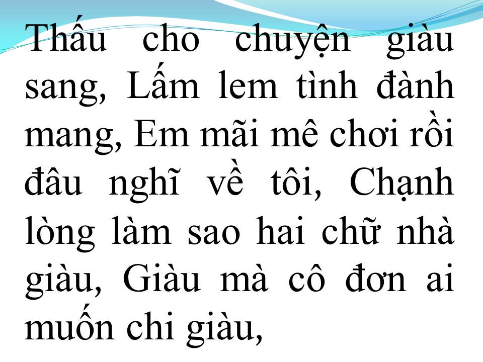 Lời bài hát CHUYỆN GIÀU NGHÈO