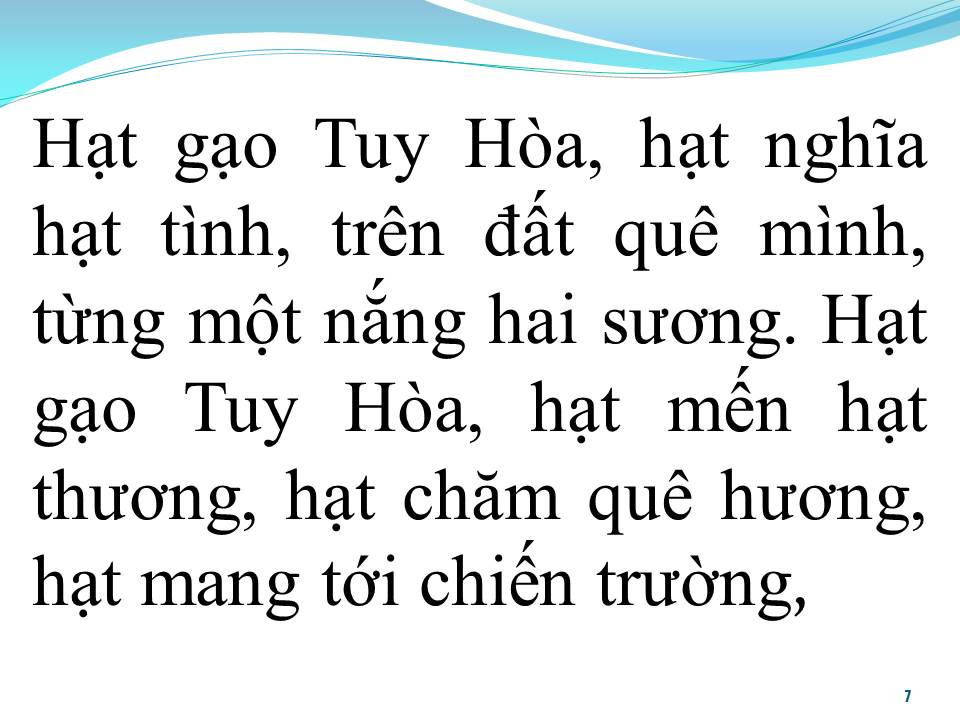 Lời bài hát HẠT GẠO TUY HÒA