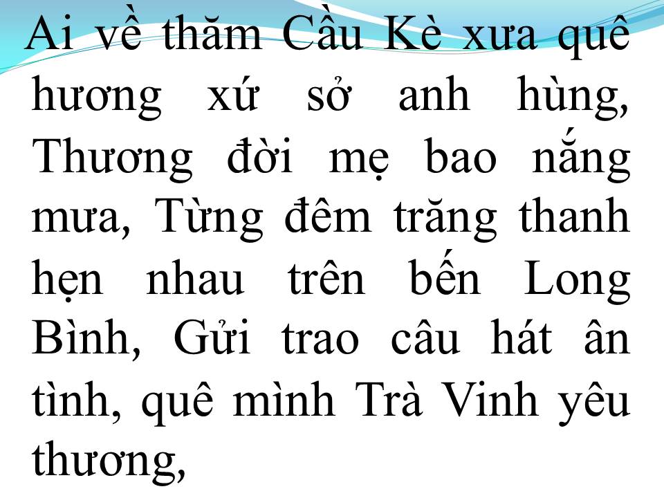 Lời bài hát THƯƠNG VỀ TRÀ VINH