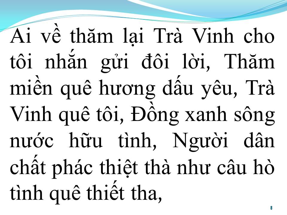 Lời bài hát THƯƠNG VỀ TRÀ VINH
