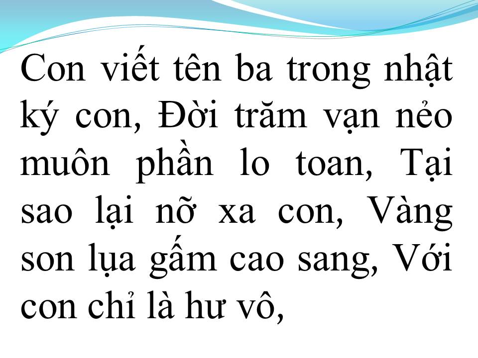 Lời bài hát NHẬT KÝ CHO BA