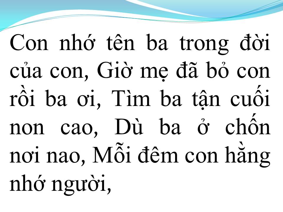 Lời bài hát NHẬT KÝ CHO BA