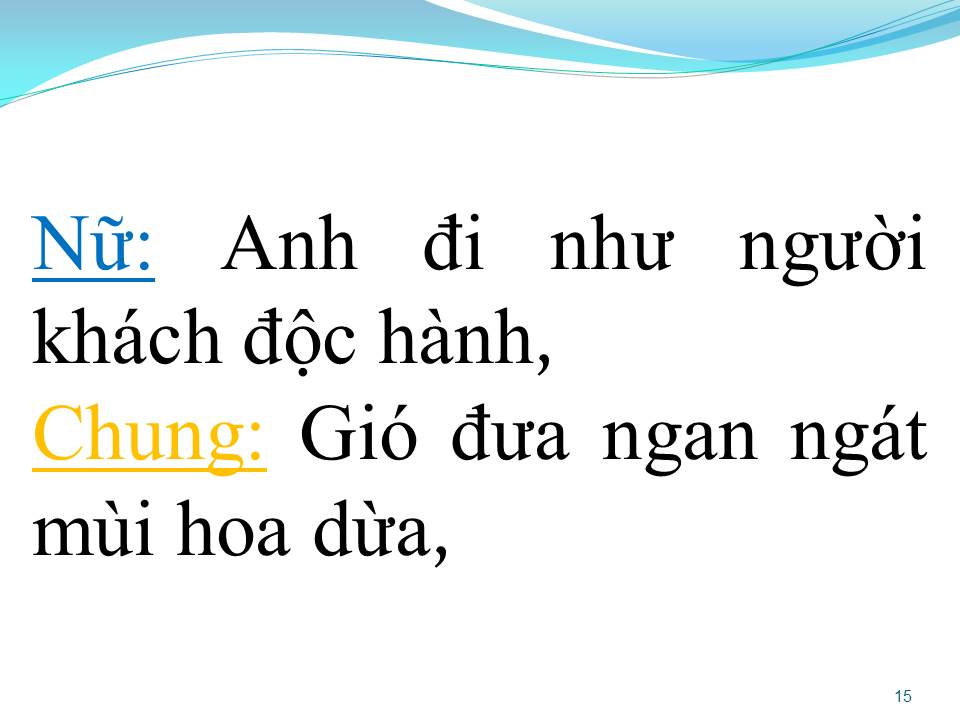 Lời bài hát GIÓ ĐƯA NGAN NGÁT HƯƠNG DỪA (SONG CA)