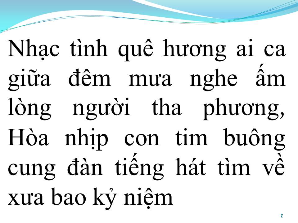 Lời bài hát NHẠC TÌNH QUÊ HƯƠNG