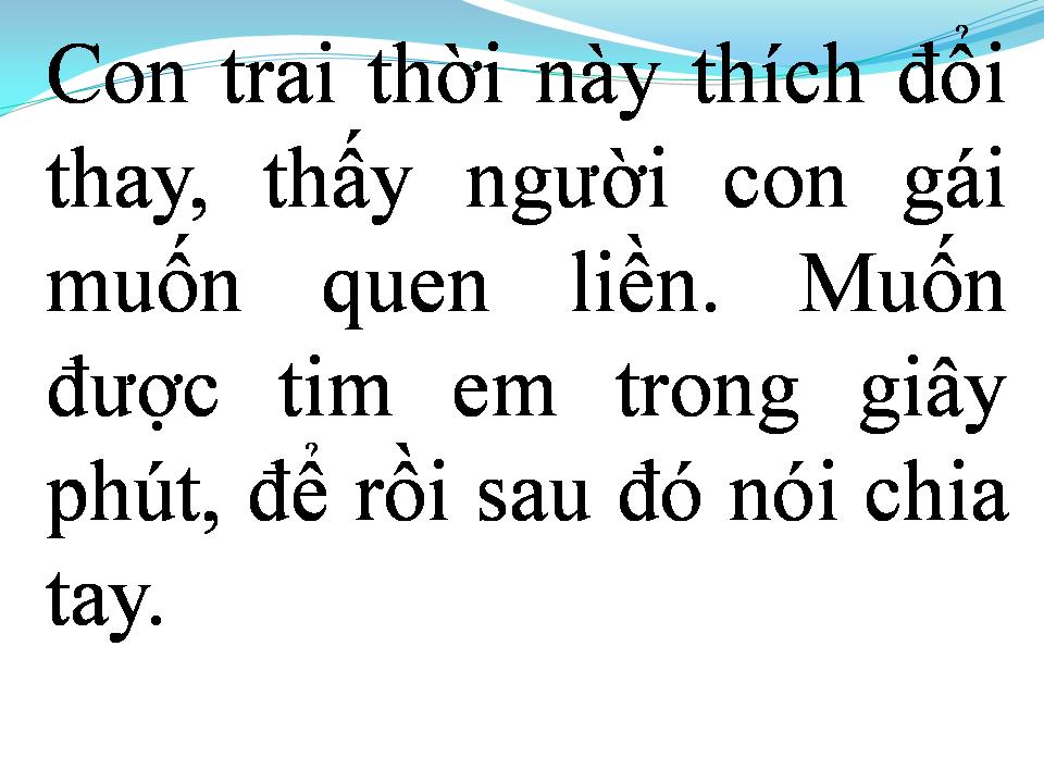 Lời bài hát CON TRAI THỜI NAY