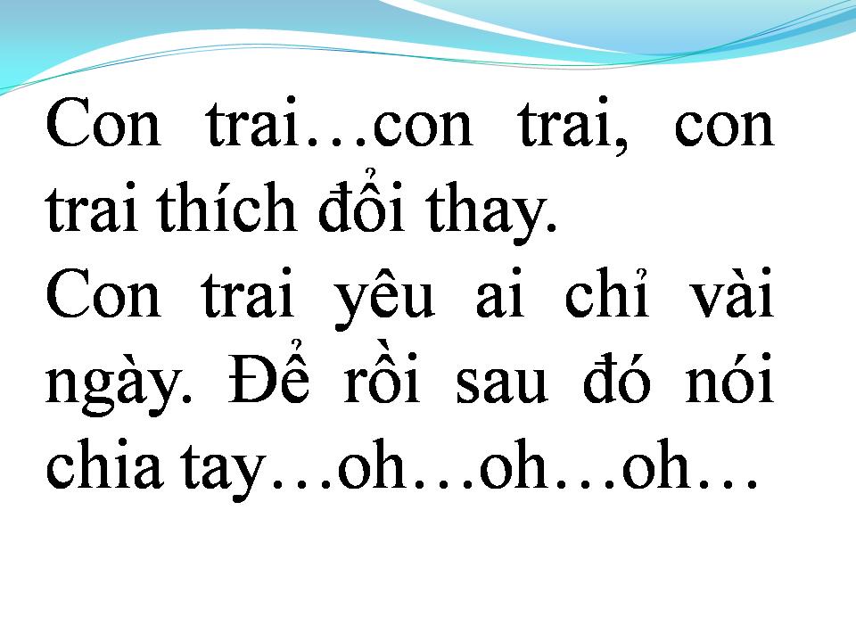 Lời bài hát CON TRAI THỜI NAY