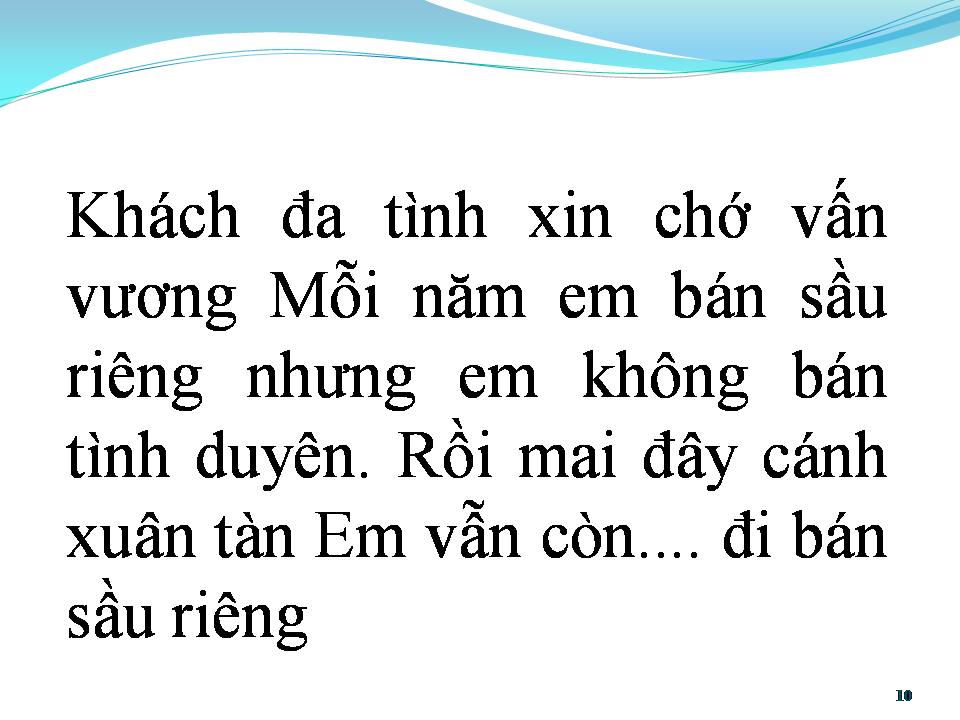 Lời bài hát CÔ GÁI BÁN SẦU RIÊNG (TÂN CỔ)