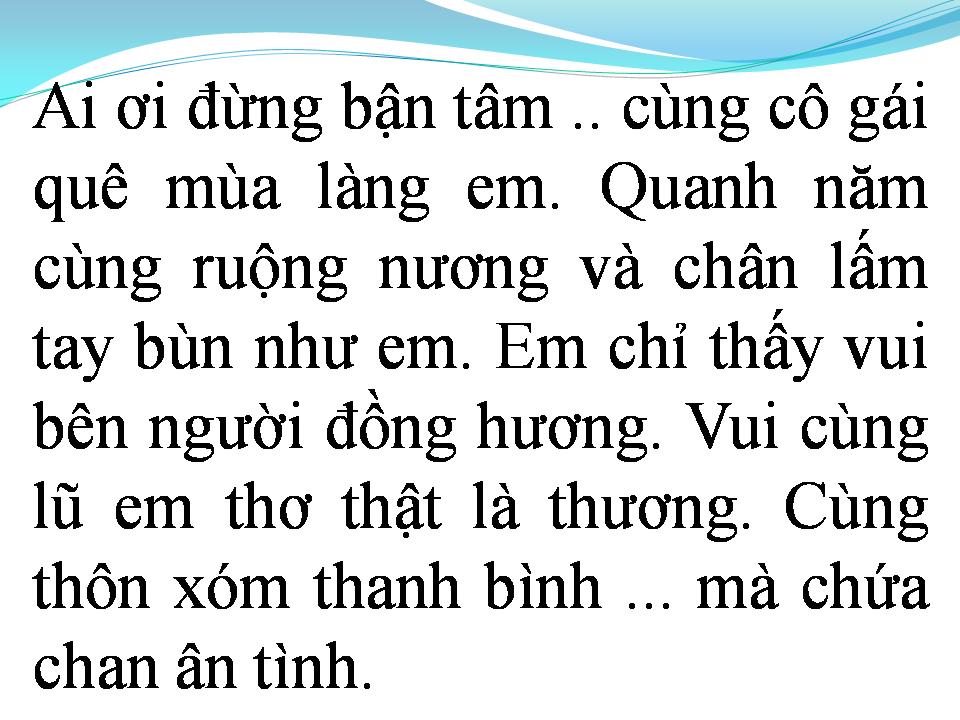 Lời bài hát CÔ GÁI QUÊ