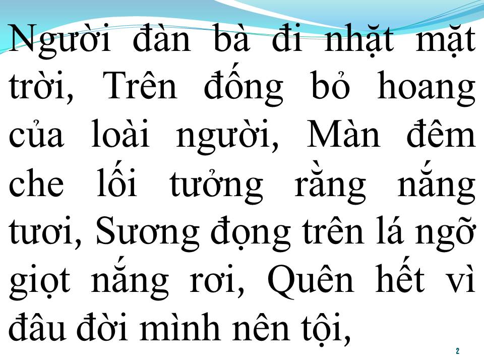 Lời bài hát NGƯỜI ĐÀN BÀ ĐI NHẶT MẶT TRỜI