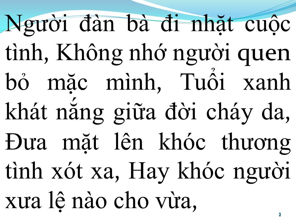 Lời bài hát NGƯỜI ĐÀN BÀ ĐI NHẶT MẶT TRỜI