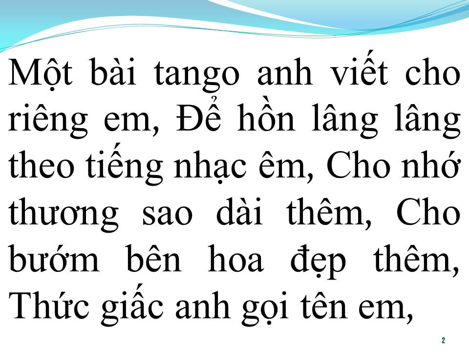 Lời bài hát BÀI TANGO CHO RIÊNG EM