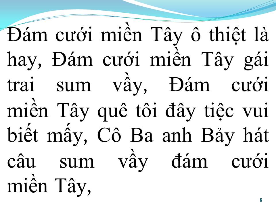 Lời bài hát ĐÁM CƯỚI MIỀN TÂY