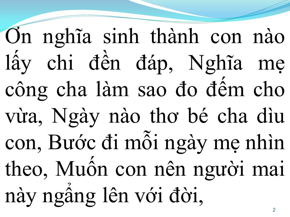 Lời bài hát CÔNG CHA NGHĨA MẸ