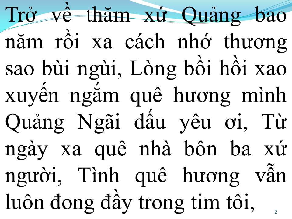 Lời bài hát QUẢNG NGÃI NGÀY TRỞ VỀ