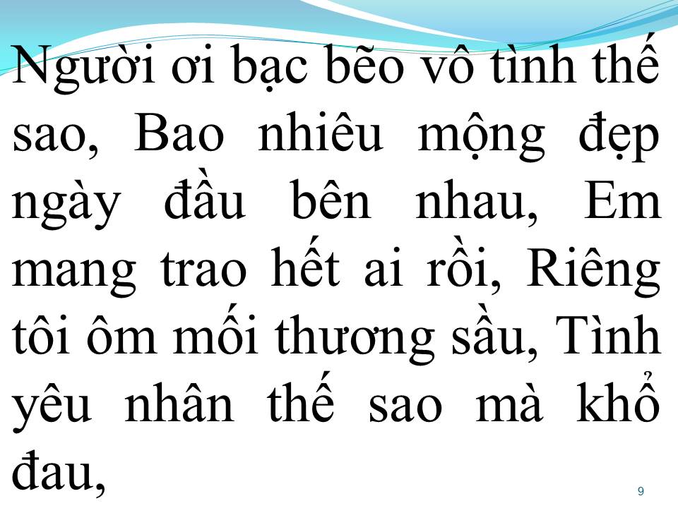Lời bài hát BẠC BẺO TÌNH ƠI