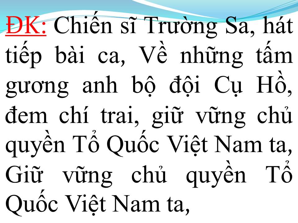 Lời bài hát KHÚC QUÂN CA TRƯỜNG SA