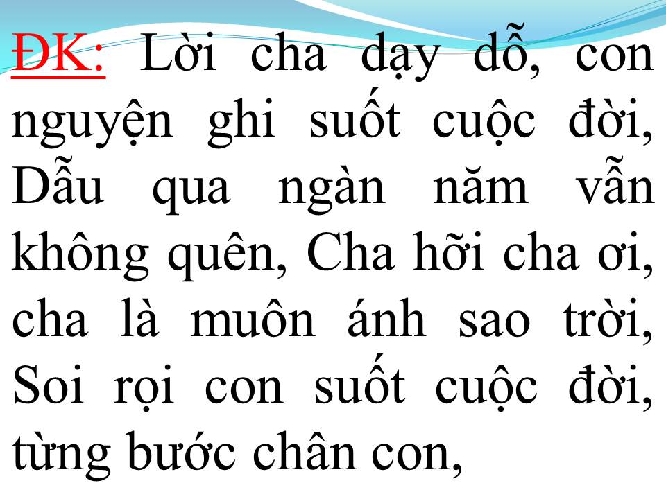 Lời bài hát LỜI CHA DẠY