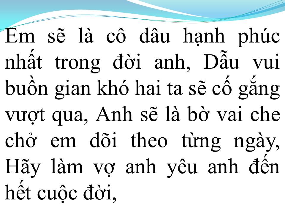 Lời bài hát EM SẼ LÀ CÔ DÂU