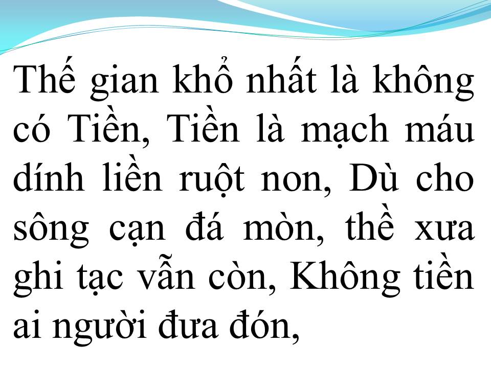 Lời bài hát TIỀN VÀ BẠC