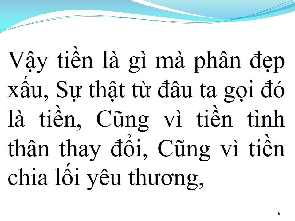 Lời bài hát SỨC MẠNH ĐỒNG TIỀN