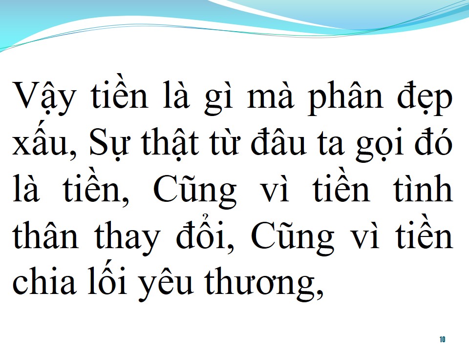 Lời bài hát SỨC MẠNH ĐỒNG TIỀN