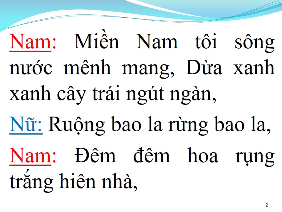 Lời bài hát HƯƠNG SẮC MIỀN NAM (SONG CA)