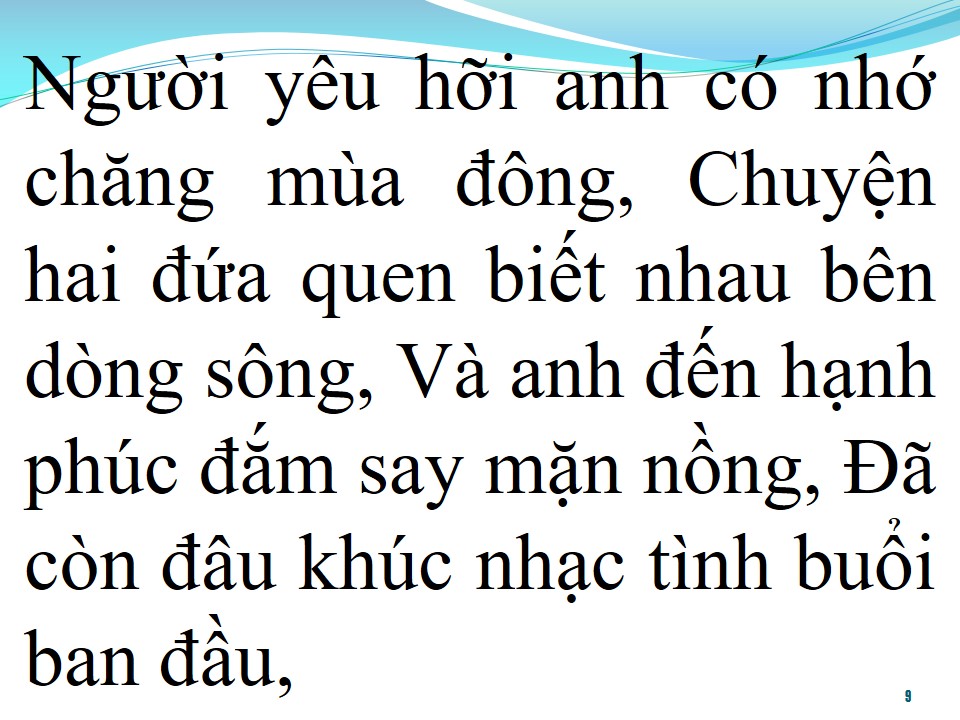 Lời bài hát MÙA ĐÔNG THƯƠNG NHỚ