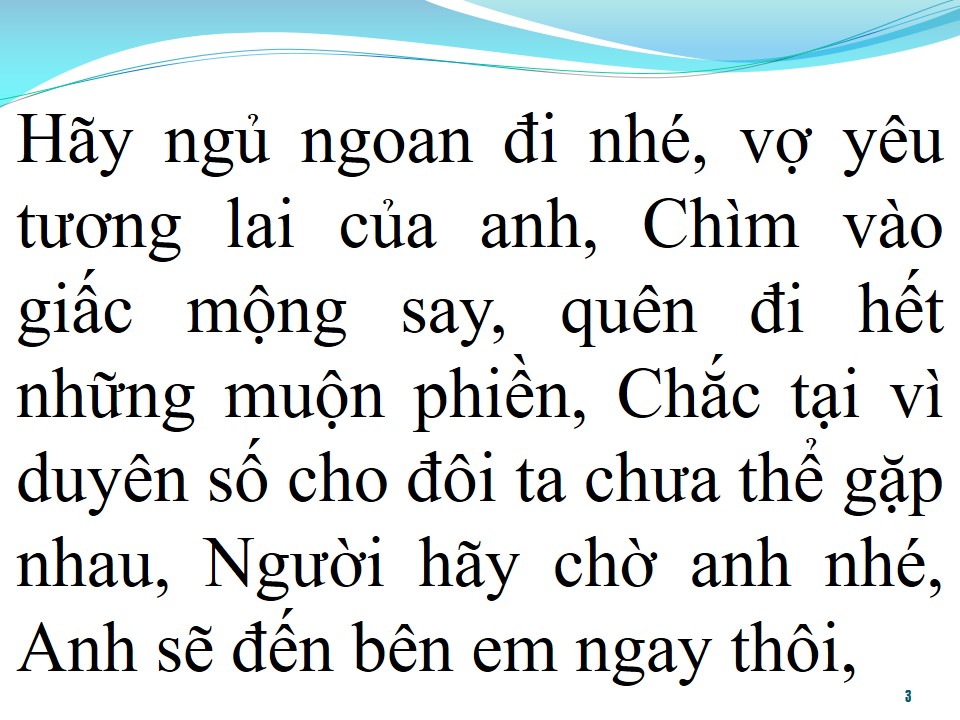 Lời bài hát NGỦ NGON NHÉ VỢ TƯƠNG LAI