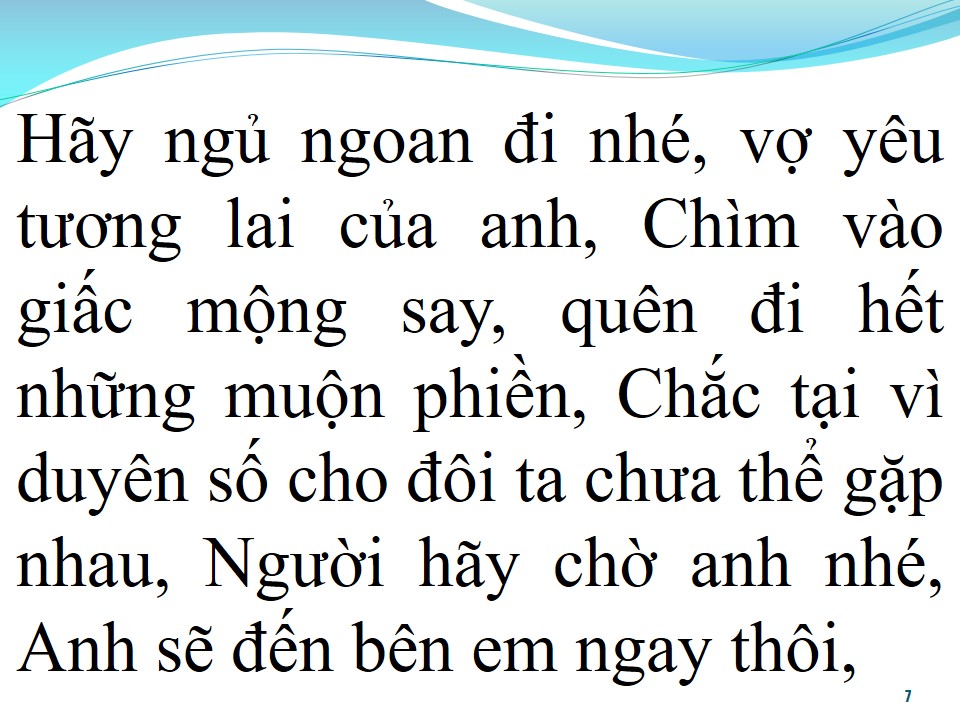 Lời bài hát NGỦ NGON NHÉ VỢ TƯƠNG LAI