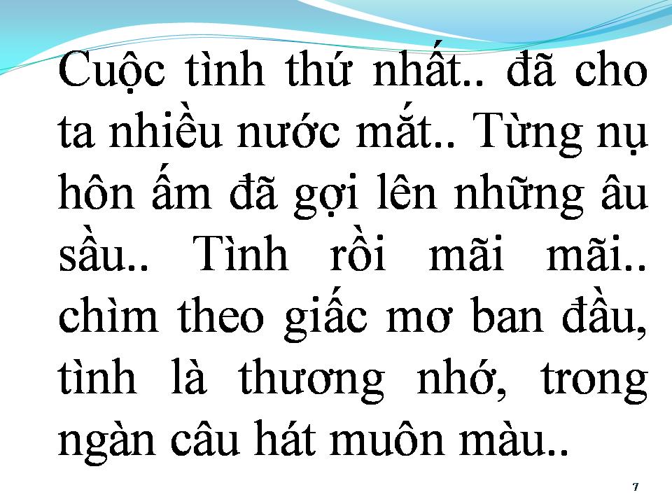Lời bài hát CUỘC TÌNH THỨ NHẤT