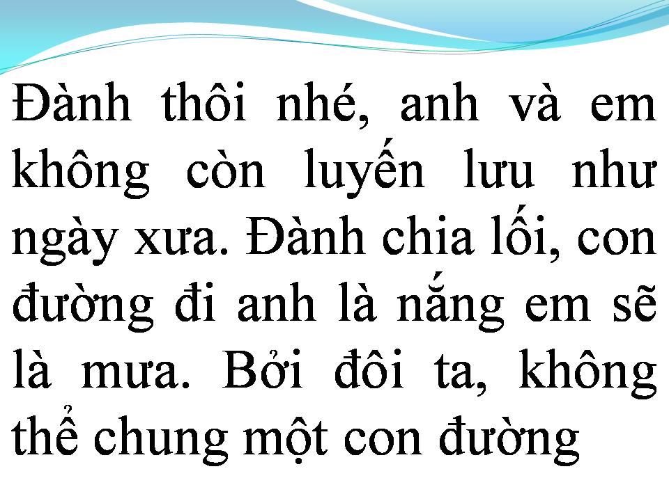 Lời bài hát CHIA ĐÔI CON ĐƯỜNG