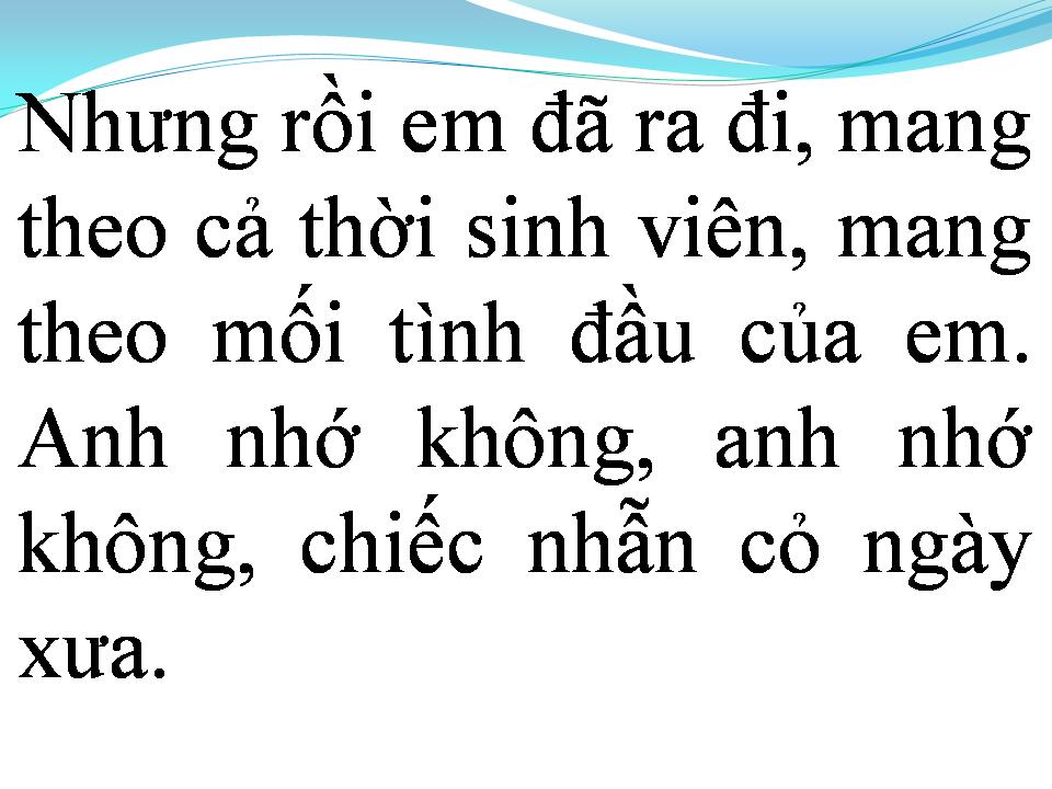 Lời bài hát CHIẾC NHẪN CỎ