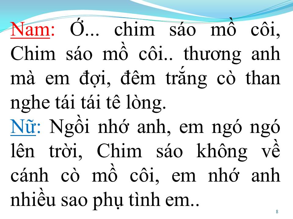 Lời bài hát CHIM TRẮNG MỒ CÔI (SONG CA)