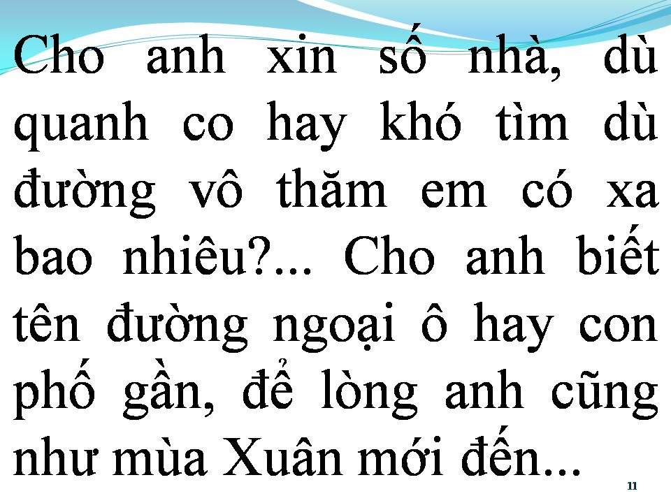 Lời bài hát CHO ANH XIN SỐ NHÀ