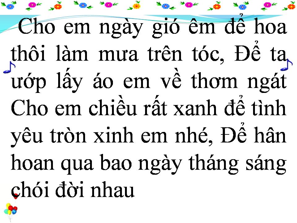 Lời bài hát CHO EM NGÀY NẮNG XANH
