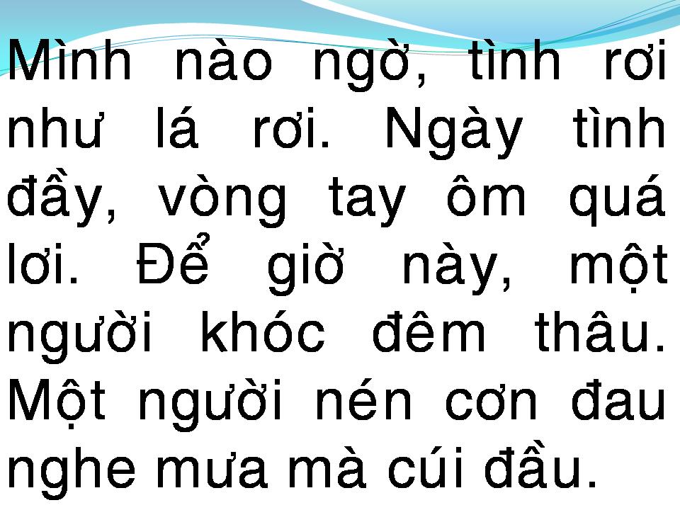 Lời bài hát CHO NGƯỜI TÌNH LỠ