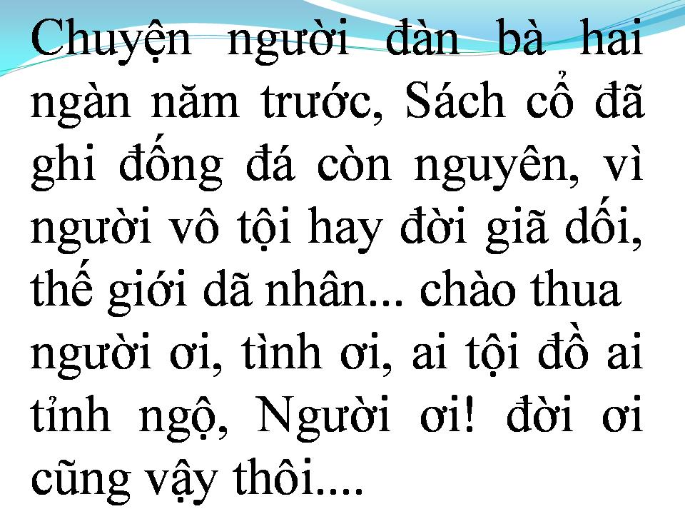 Lời bài hát CHUYỆN NGƯỜI ĐÀN BÀ NGÀN NĂM TRƯỚC