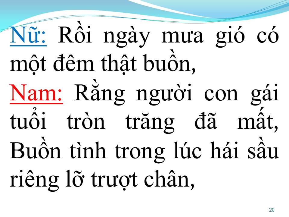 Lời bài hát CHUYỆN TÌNH CÔ GÁI HÁI SẦU RIÊNG (CHUYỆN VƯỜN SẦU RIÊNG)