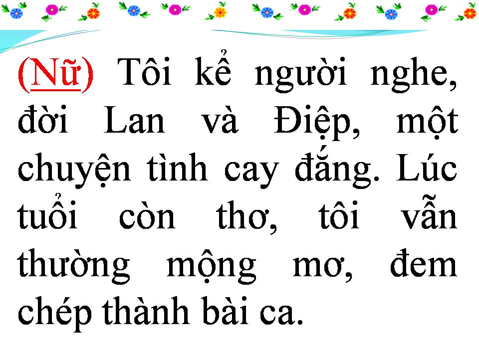 Lời bài hát CHUYỆN TÌNH LAN VÀ ĐIỆP 1